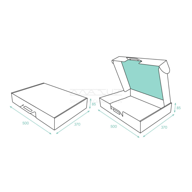 Gofruoto kartono lagaminas su rankena